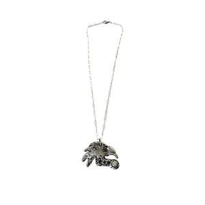 Crow Sterling Silver Clay Pendant Lab White CZ Hand Stamped Sterling 925 Chain